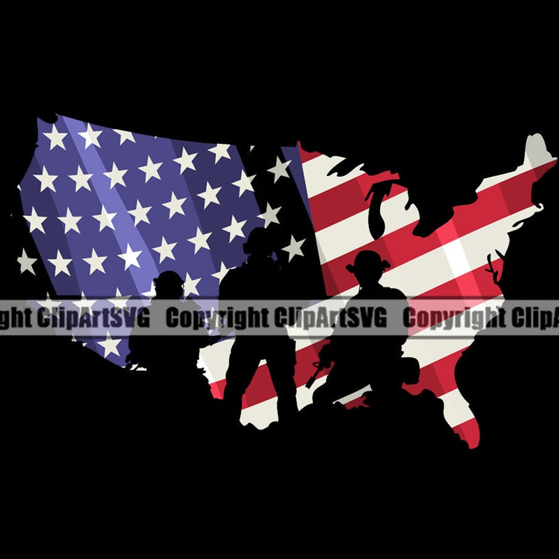 USA Flag Gun Weapon Rights United States America 2nd Amendment Soldier Logo Flag Soldiers Silhouette Color Black Background Design Element American Military Army Art Design Logo Clipart SVG