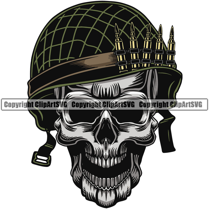 Military Army Gun Weapon Soldiers Wearing Helmet Open Mouth Skull Skeleton Design Element 2nd Amendment USA America American Art Design Logo Clipart SVG