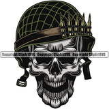Military Army Gun Weapon Soldiers Wearing Helmet Open Mouth Skull Skeleton Design Element 2nd Amendment USA America American Art Design Logo Clipart SVG