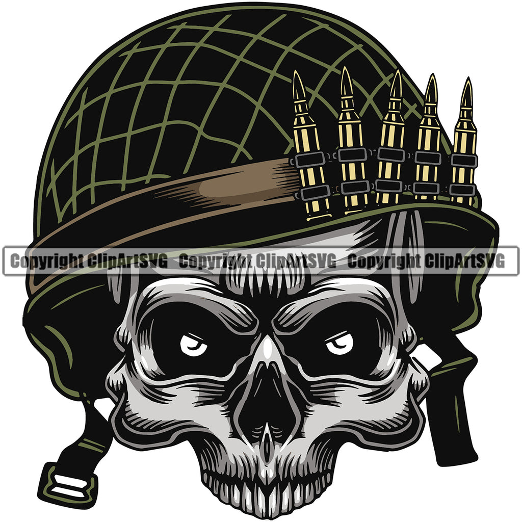 Military Army Gun Weapon Soldier Half Head Wearing Helmet Color Design Element Rights 2nd Amendment USA America American Art Design Logo Clipart SVG