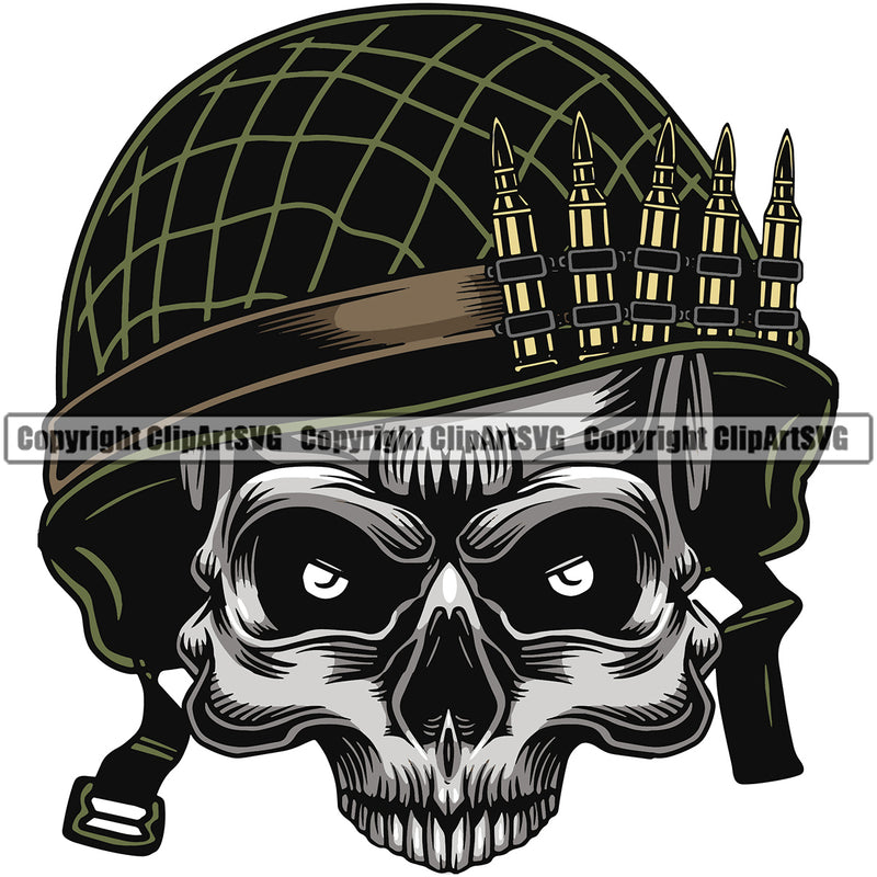 Military Army Gun Weapon Soldier Half Head Wearing Helmet Color Design Element Rights 2nd Amendment USA America American Art Design Logo Clipart SVG