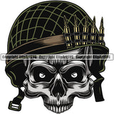 Military Army Gun Weapon Soldier Half Head Wearing Helmet Color Design Element Rights 2nd Amendment USA America American Art Design Logo Clipart SVG