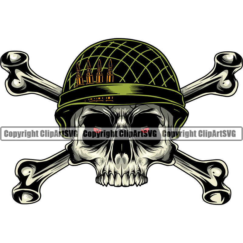 Military Army Gun Weapon Soldier Skull Eyes Wearing Helmet Design Element 2nd Amendment USA America American Art Design Logo Clipart SVG