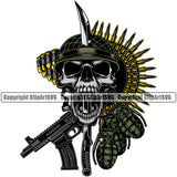 Military Army Gun Weapon Soldier Skull Helmet Grenade Rifles Bullets Color Design Element Rights 2nd Amendment USA America American Art Design Logo Clipart SVG