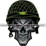 Military Army Gun Weapon Skull Red Eyes Color Design Element Wearing Helmet Rights 2nd Amendment USA America American Art Design Logo Clipart SVG