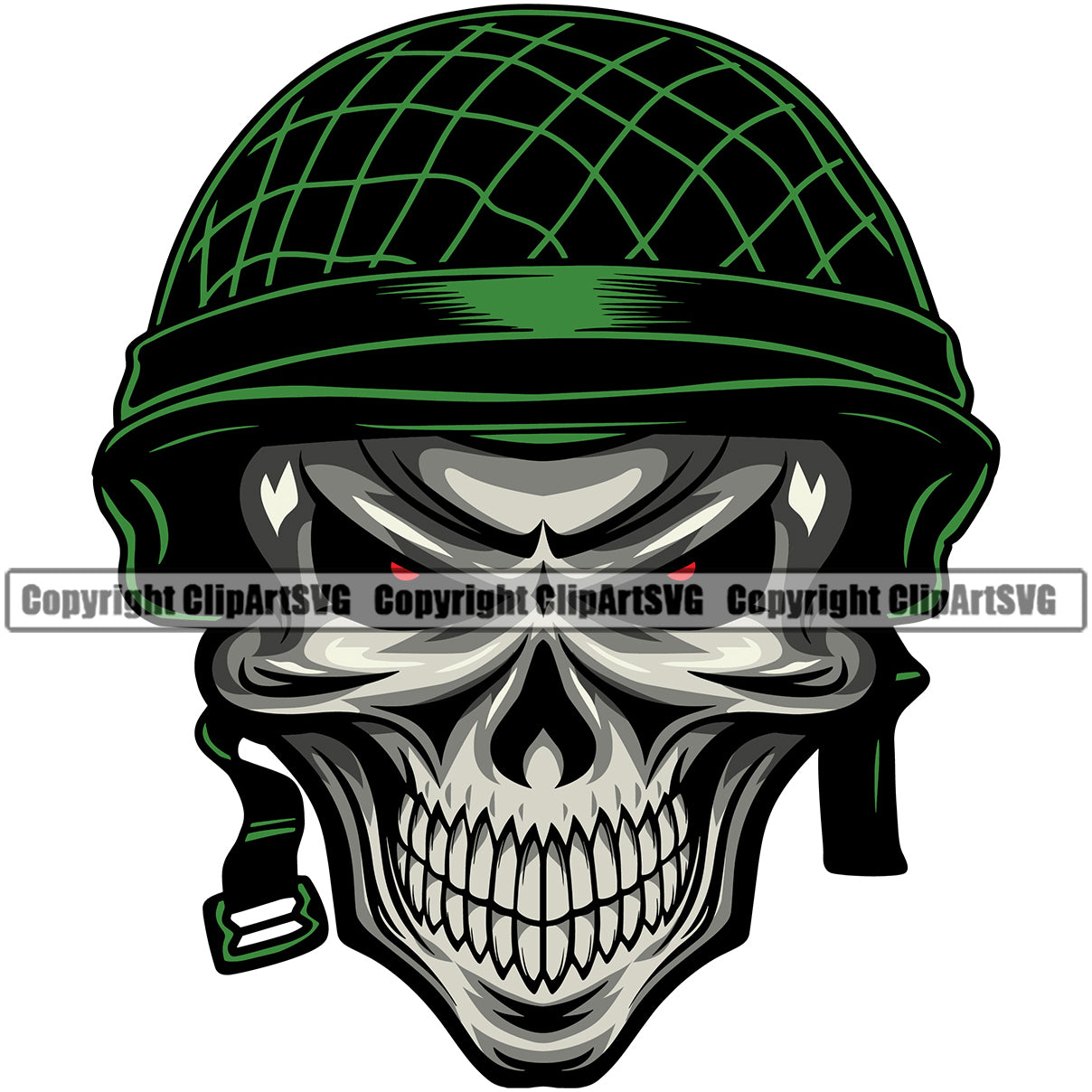 Military Army Gun Weapon Skull Color Helmet Smile Face Design Element ...