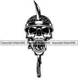 Military Army Gun Weapon Skull Break Helmet Sword Design Element 2nd Amendment USA America American Art Logo Clipart SVG