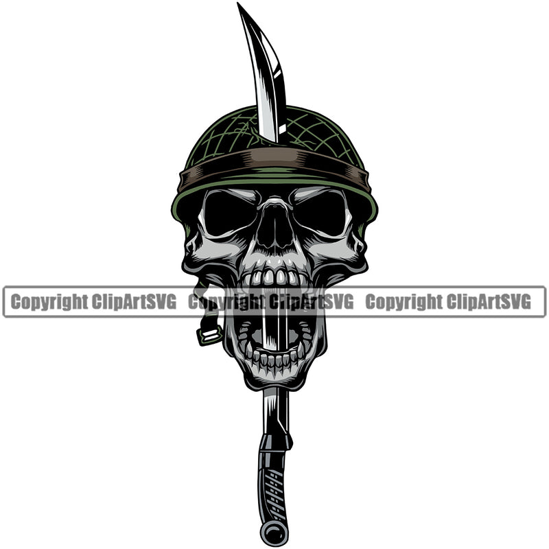 Military Army Gun Weapon Rights Soldier Skull Wearing Helmet Sword Design Element Amendment USA America American Art Design Logo Clipart SVG
