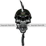 Military Army Gun Weapon Rights Soldier Skull Wearing Helmet Sword Design Element Amendment USA America American Art Design Logo Clipart SVG