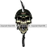 Military Army Gun Weapon Soldier Wearing Helmet Sword Break Skull Head Design Element Rights 2nd Amendment USA America American Art Design Logo Clipart SVG