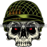 Military Army Gun Weapon Rights Soldier Red Eyes Skull Wearing Helmet Design Element Amendment USA America American Art Design Logo Clipart SVG