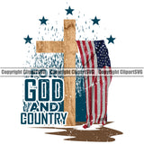USA Flag Gun Weapon Rights United States America 2nd Amendment American Flag Hanging Cross Colorful Design Element For God And Country Quote Text Military Army Art Design Logo Clipart SVG