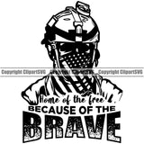 USA Flag Gun Weapon Rights United States America 2nd Amendment American Home Of The Free Because Of The Brave Quote Text Design Element Army Art Design Logo Clipart SVG