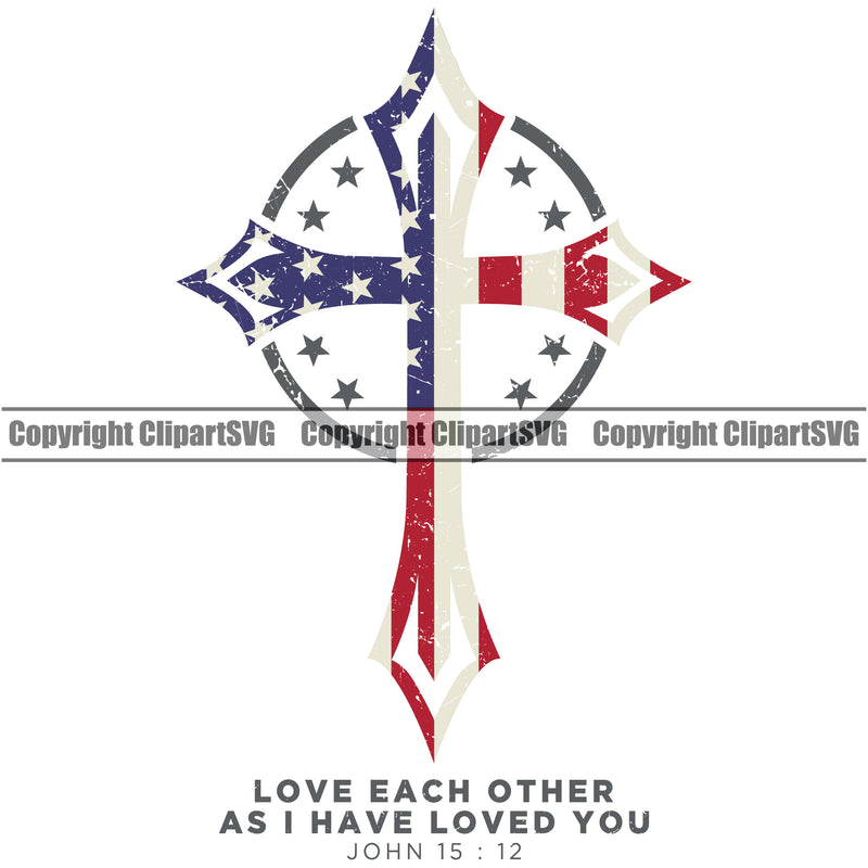 USA Flag Gun Weapon Rights United States America 2nd Amendment Solider Color Cross White Background Design Element Love Each Other As I Have Loved You Quote Text American Military Army Art Design Logo Clipart SVG