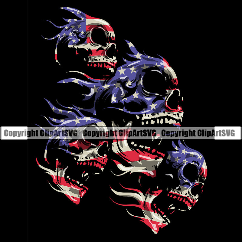 USA Flag Gun Weapon Rights United States America 2nd Amendment American Solider Color Skull Skeleton Black Background Design Element Military Army Art Design Logo Clipart SVG