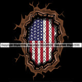 USA Flag Break Breaking Through Crack Cracked Wall Gun Weapon Rights United States America Bullet Hole Color Design Element Black Background 2nd Amendment Solider American Military Army Art Design Logo Clipart SVG