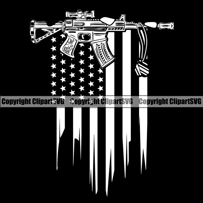 USA Distressed Flag Gun Weapon Rights United States America Gun Flag Vector Design Element 2nd Amendment Solider American Military Army Art Design Logo Clipart SVG