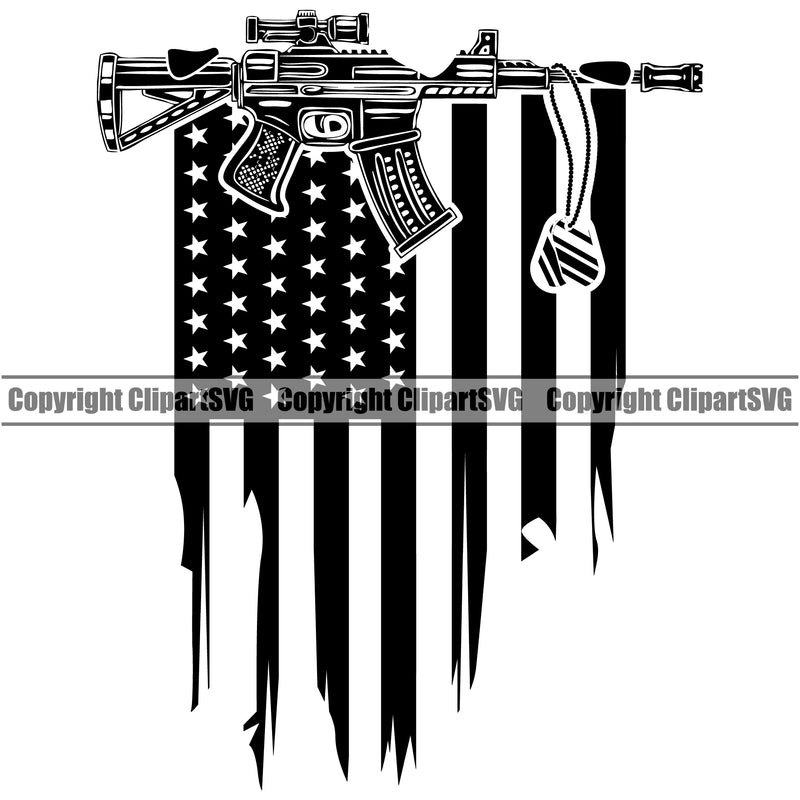 USA Distressed Flag Gun Weapon Rights United States America 2nd Amendment Solider White Background Gun Vector Design Element American Military Army Art Design Logo Clipart SVG