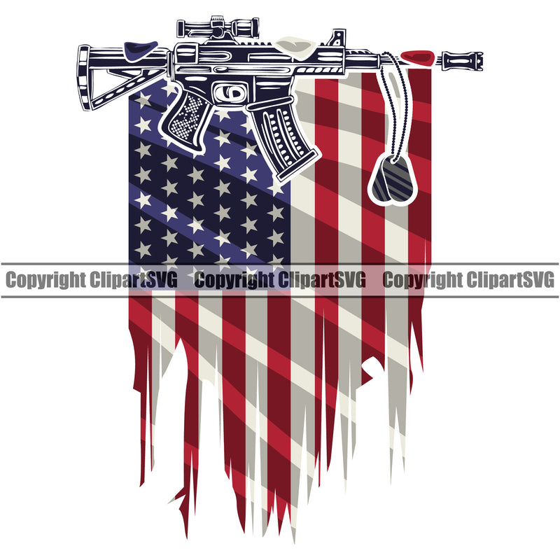 USA Distressed Flag Gun Weapon Rights United States America 2nd Amendment Solider USA Color Flag Under Flag Background White Design Element American Military Army Art Design Logo Clipart SVG