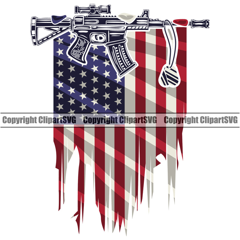 USA Distressed Flag Gun Weapon Rights United States America USA Flag Color Design Element White Background 2nd Amendment Solider American Military Army Art Design Logo Clipart SVG