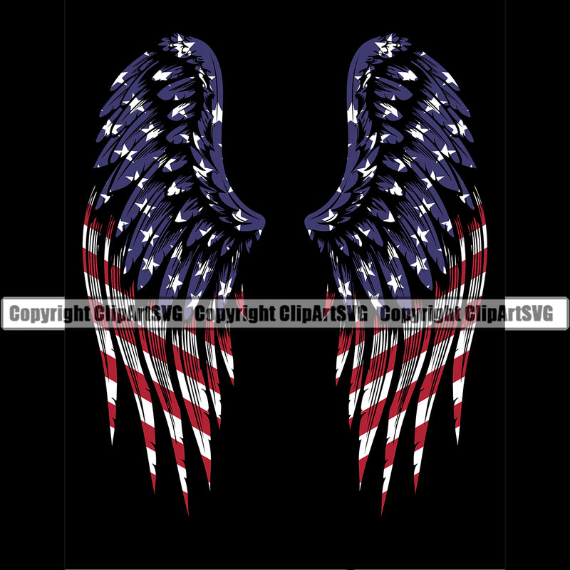 USA Flag Gun Weapon Rights United States America Angel Devil USA Color Flag Design Element Black Background 2nd Amendment Solider American Military Army Art Design Logo Clipart SVG