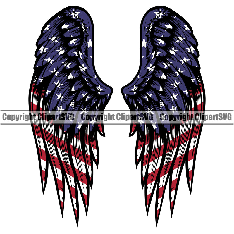 USA Flag Gun Weapon Rights United States Angel Wings Color Flag Design Element White Background America 2nd Amendment Solider American Military Army Art Design Logo Clipart SVG