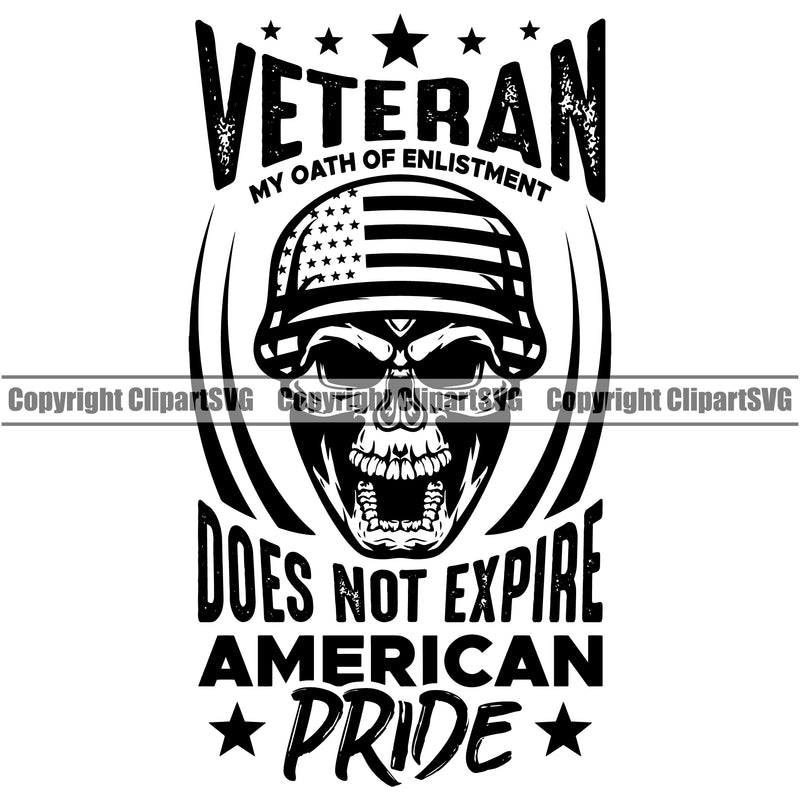 USA Flag Gun Weapon Rights United States America Veteran Does Not Expire American Pride Quote Text Skull Skeleton Head Design Element 2nd Amendment Solider American Military Army Art Design Logo Clipart SVG