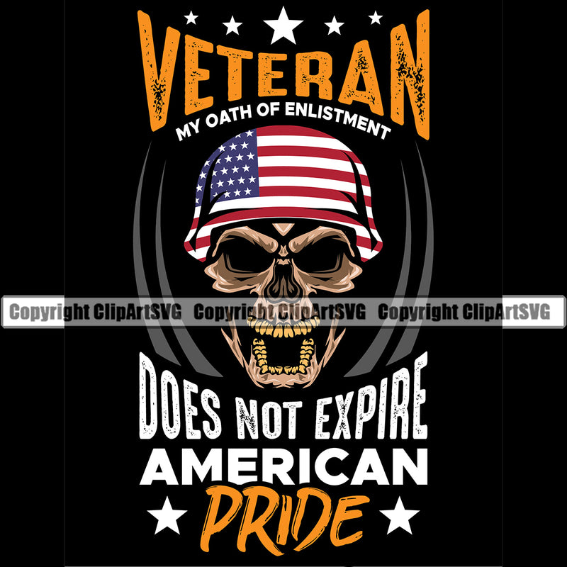 USA Flag Gun Weapon Rights United States America Veteran Does Not Expire American Pride Color Quote Text Skull Skeleton Head Design Element 2nd Amendment Solider Black Background Military Army Art Design Logo Clipart SVG