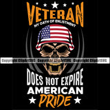 USA Flag Gun Weapon Rights United States America Veteran Does Not Expire American Pride Color Quote Text Skull Skeleton Head Design Element 2nd Amendment Solider Black Background Military Army Art Design Logo Clipart SVG