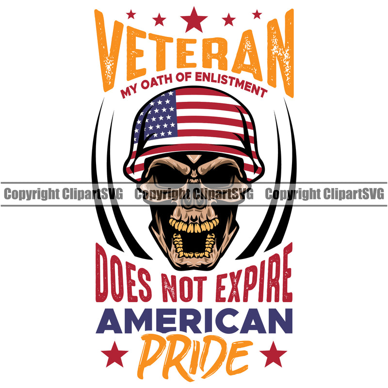 USA Flag Gun Weapon Rights United States America Veteran Does Not Expire American Pride Color Quote Text Skull Skeleton Head White Background Design Element 2nd Amendment Solider Military Army Art Design Logo Clipart SVG
