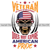 USA Flag Gun Weapon Rights United States America Veteran Does Not Expire American Pride Color Quote Text Skull Skeleton Head White Background Design Element 2nd Amendment Solider Military Army Art Design Logo Clipart SVG