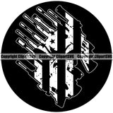 USA Flag Rifle Machine Gun Skull Skeleton Weapon Rights United States America 2nd Amendment American Circle Gun Black Color Design Element Military Army Art Design Logo Clipart SVG