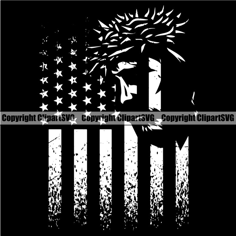USA Flag Gun Weapon Rights United States America 2nd Amendment Solider Black Color Flag Jesus Crist Christian Christianity Design Element American Military Army Art Design Logo Clipart SVG