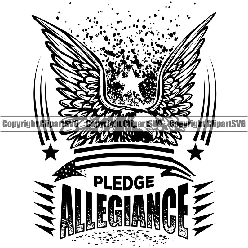 USA Flag Gun Weapon Rights United States America 2nd Amendment Pledge Allegiance Quote Text Eagle Black And White Color Vector Design Element Solider American Military Army Art Design Logo Clipart SVG