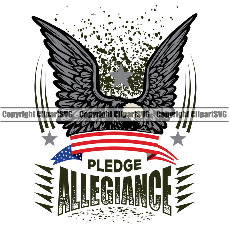 USA Flag Gun Weapon Rights United States America 2nd Amendment Solider Pledge Allegiance Quote Text Design Element Eagle Wings Flay American Military Army Art Design Logo Clipart SVG