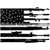 USA Flag Gun Rifle Machine Bazoka Weapon Rights United States America 2nd Amendment Solider American Flag Gun Design Element Vector Image Military Army Art Design Logo Clipart SVG