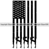 USA Flag Gun Weapon Rights United States America Flag Design Element By Gun Black White Color 2nd Amendment Solider American Military Army Art Design Logo Clipart SVG