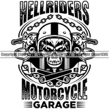 Motorcycle Bike Biker Cycle Chopper Motorbike Ride Rider Racer Weapon Hell Riders Motorcycles Garage Quote Black Color Design Element Rider Transportation Vehicle Art Design Logo Clipart SVG