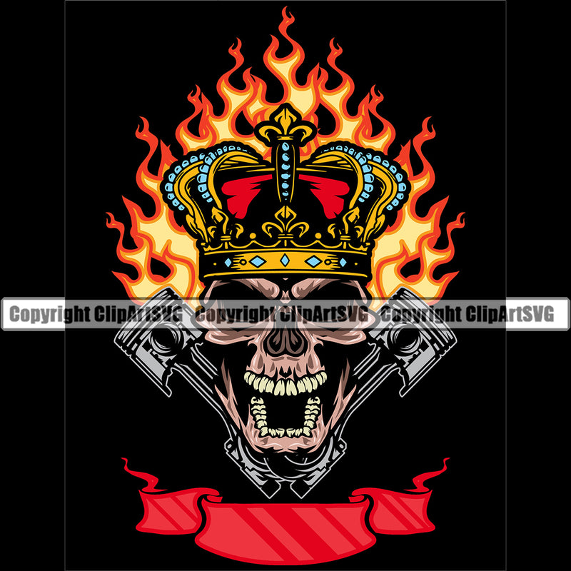 Motorcycle Bike Biker Cycle Chopper Motorbike Ride Rider Racer Rider Weapong Skull King Color Design Element Black Background Transportation Vehicle Art Design Logo Clipart SVG