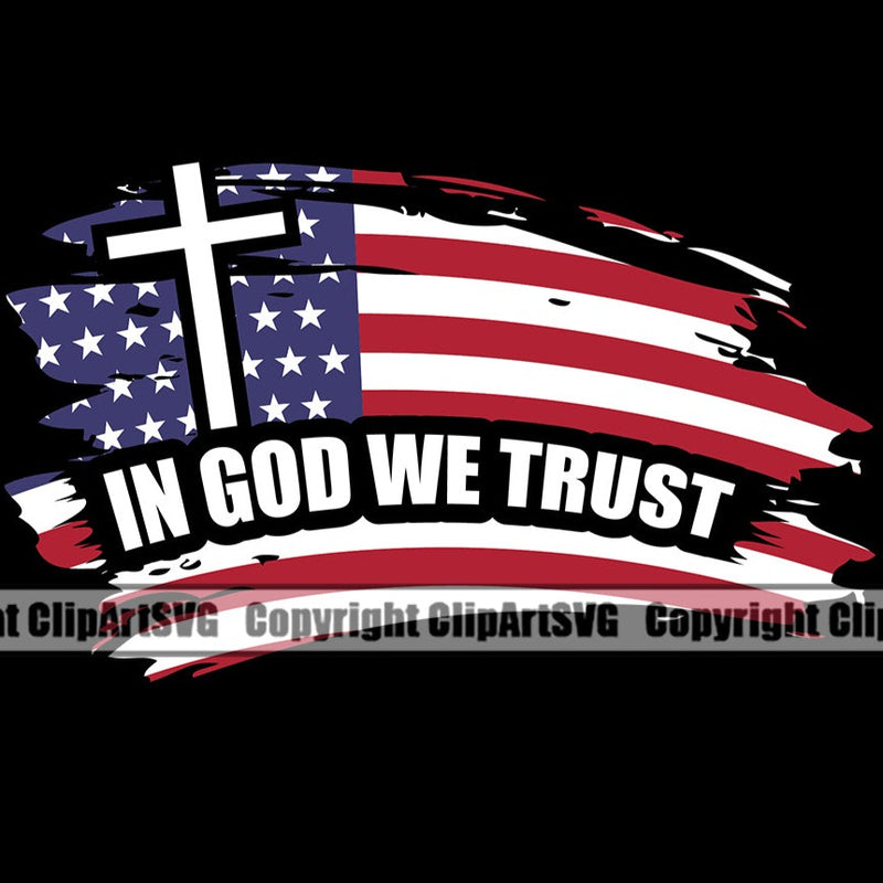 USA Flag Gun Weapon Rights United States America In God We Trust Cross Quote Text Color Design Element Black Background 2nd Amendment Solider American Military Army Art Design Logo Clipart SVG