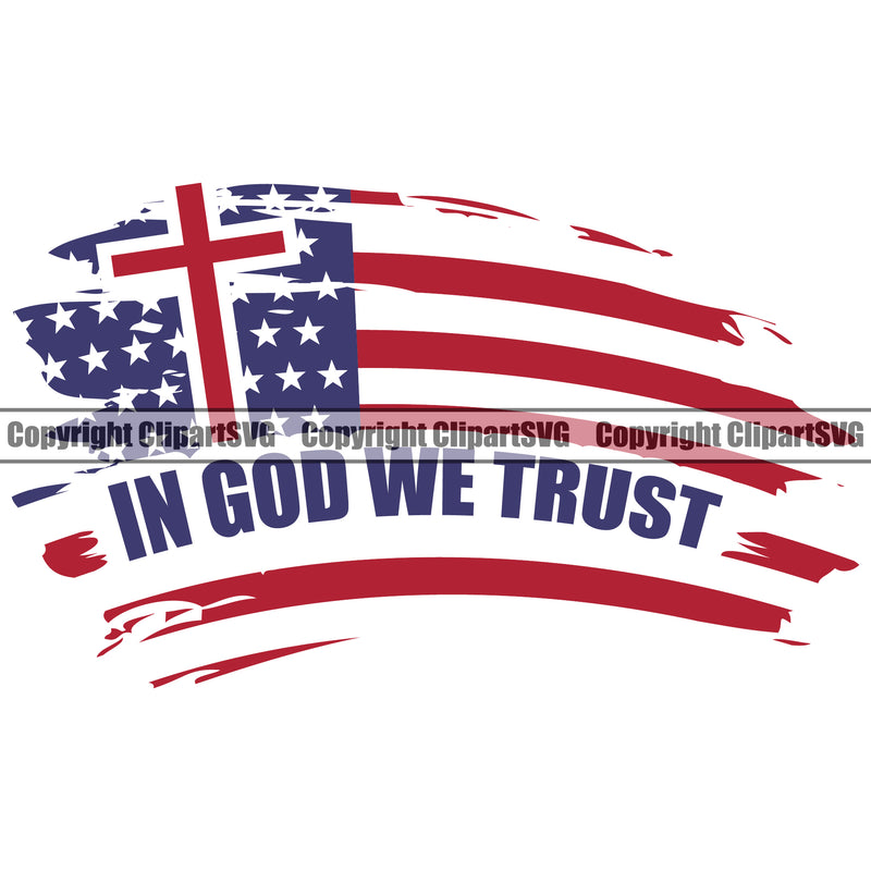 USA Flag Gun Weapon Rights United States America Cross In God We Trust Red Color Design Element White Background 2nd Amendment Solider American Military Army Art Design Logo Clipart SVG