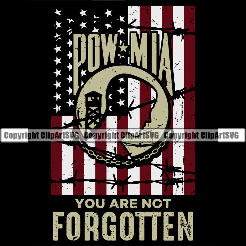 USA Flag Gun Weapon Rights United States America 2nd Amendment POW MIA Prisoner Of War Missing In Action You Are Not Forgotten Color Quote Text Black Background Design Element Solider American Military Army Art Design Logo Clipart SVG