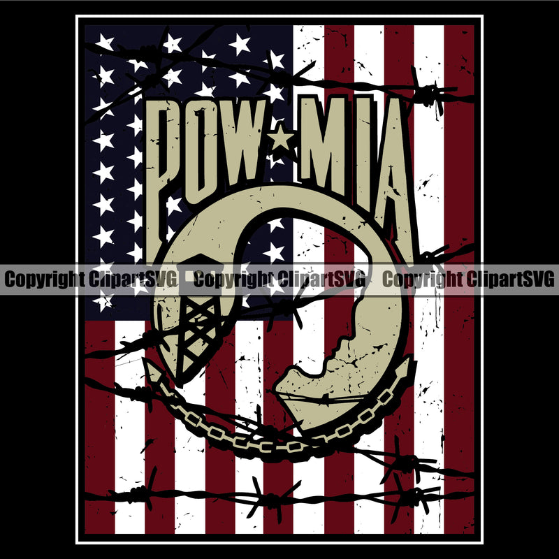 USA Flag POW MIA Prisoner Of War Missing In Action Gun Weapon Rights United States America 2nd Amendment Solider Silhouette Color Design Element American Military Army Art Design Logo Clipart SVG