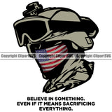 Soldier Wearing USA Flag Bandanna Scarf Helmet Goggles Weapon Rights United States America Silhouette Head Color White Background Design Element Quote Text 2nd Amendment Solider American Military Army Art Design Logo Clipart SVG