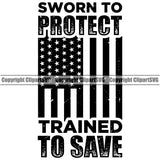 USA Flag Gun Weapon Rights United States America 2nd Amendment Sworn To Protect Trained To Save Quote Text Black Background Quote Text Design Element Solider American Military Army Art Design Logo Clipart SVG