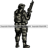 Military Army Gun Weapon Soldier Stand Hand Holding Gun Design Element Rights 2nd Amendment USA America American Art Design Logo Clipart SVG