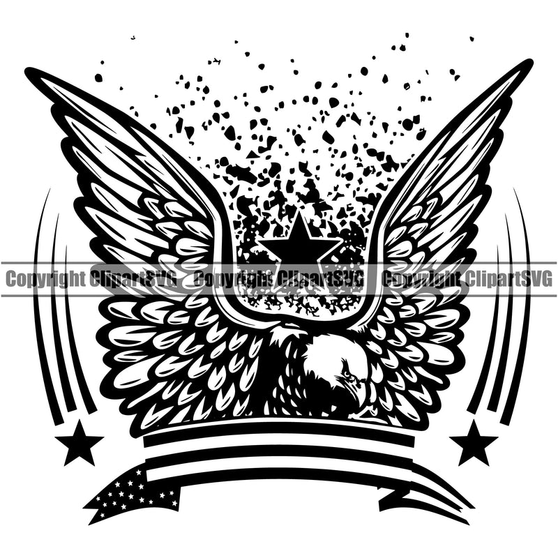 USA Flag Gun Weapon Rights United States America 2nd Amendment Solider Eagle Wings Fly Vector Design Element American Military Army Art Logo Clipart SVG