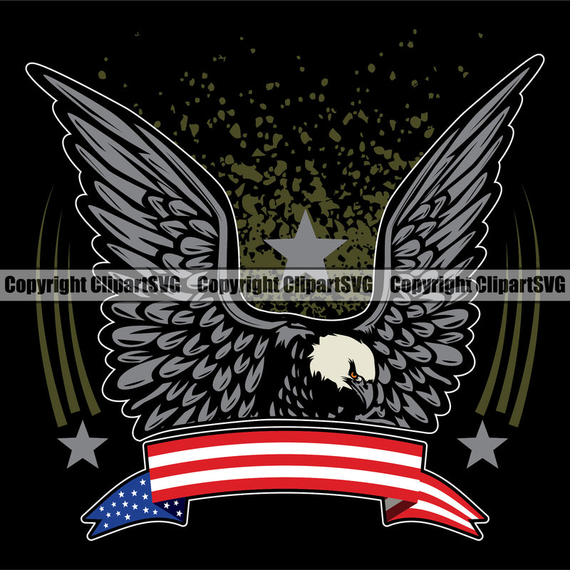 USA Flag Gun Weapon Rights United States America Eagle Fly Wings Design Element Black Background 2nd Amendment Solider American Military Army Art Design Logo Clipart SVG