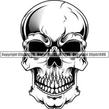 Scary Skull Skeleton Head Evil Horror Tattoo No Eyes Mouth Closed Logo Black Symbol Clipart SVG