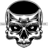 Scary Skull Skeleton Hole Eyes Head Evil Horror Tattoo Mouth Closed Black Logo Symbol Clipart SVG